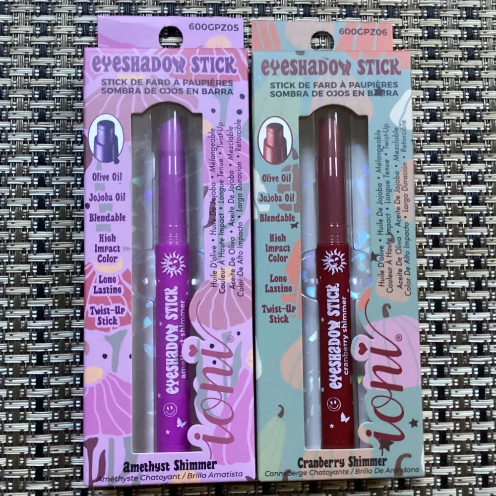 Ioni Cosmetics eyeshadow sticks bundle Cranberry Shimmer & Amethyst Shimmer NEW